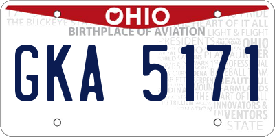 OH license plate GKA5171