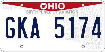 OH license plate GKA5174
