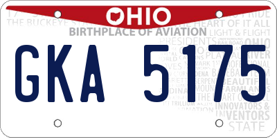 OH license plate GKA5175