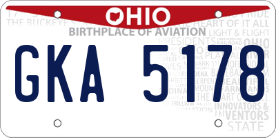 OH license plate GKA5178