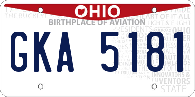 OH license plate GKA5181