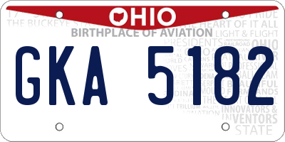 OH license plate GKA5182