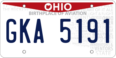 OH license plate GKA5191