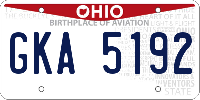 OH license plate GKA5192
