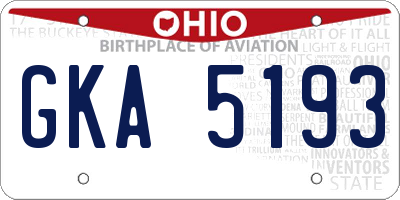 OH license plate GKA5193