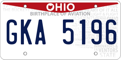 OH license plate GKA5196