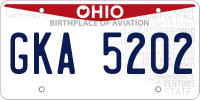 OH license plate GKA5202