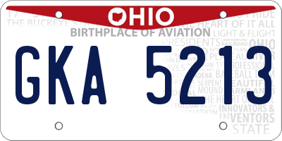 OH license plate GKA5213