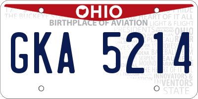 OH license plate GKA5214
