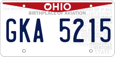 OH license plate GKA5215