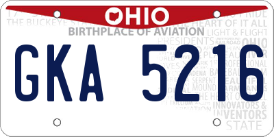OH license plate GKA5216