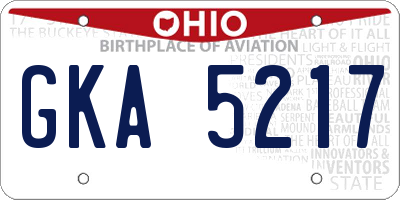 OH license plate GKA5217