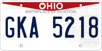 OH license plate GKA5218