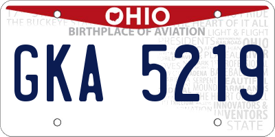 OH license plate GKA5219