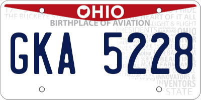 OH license plate GKA5228