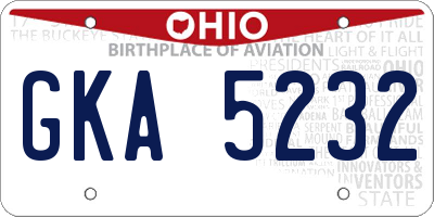 OH license plate GKA5232