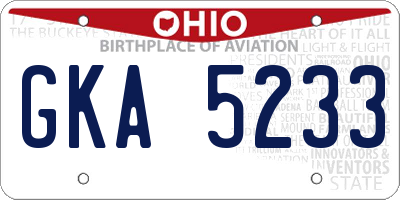 OH license plate GKA5233