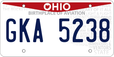OH license plate GKA5238