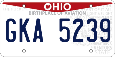 OH license plate GKA5239