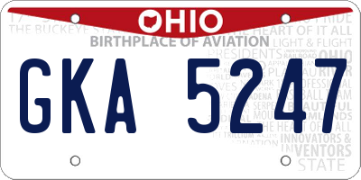 OH license plate GKA5247