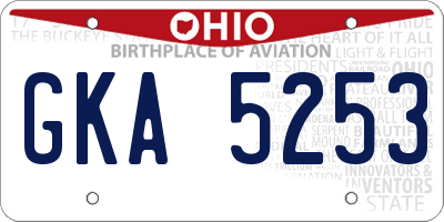 OH license plate GKA5253