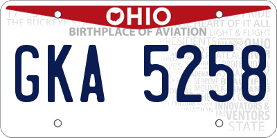 OH license plate GKA5258