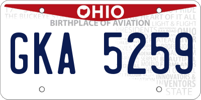 OH license plate GKA5259
