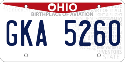 OH license plate GKA5260