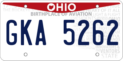 OH license plate GKA5262