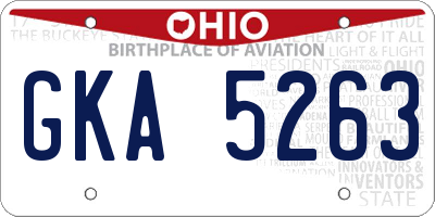 OH license plate GKA5263