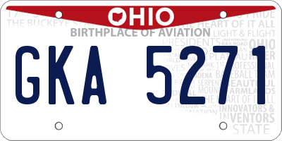 OH license plate GKA5271