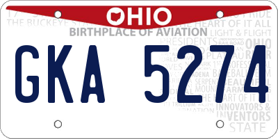 OH license plate GKA5274