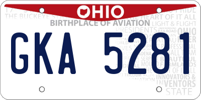 OH license plate GKA5281
