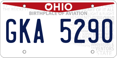 OH license plate GKA5290