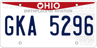 OH license plate GKA5296