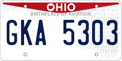 OH license plate GKA5303