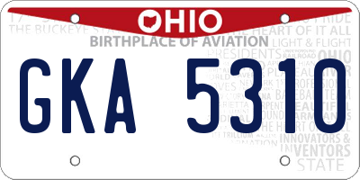 OH license plate GKA5310