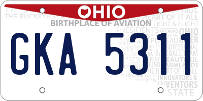 OH license plate GKA5311