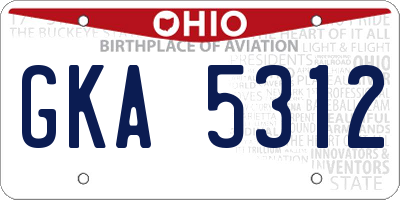 OH license plate GKA5312