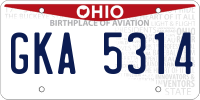 OH license plate GKA5314