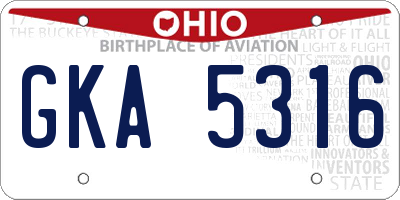 OH license plate GKA5316