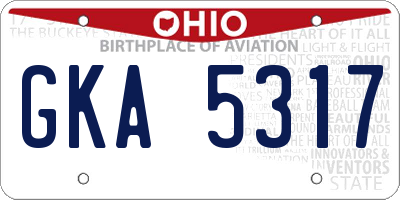 OH license plate GKA5317