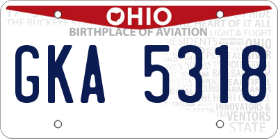OH license plate GKA5318