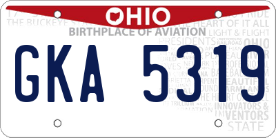 OH license plate GKA5319