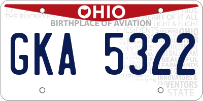 OH license plate GKA5322
