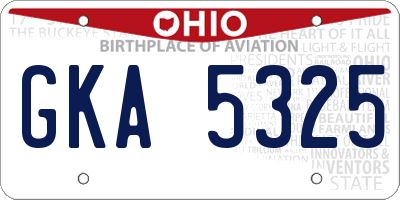 OH license plate GKA5325