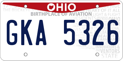 OH license plate GKA5326