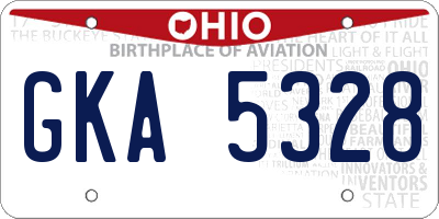 OH license plate GKA5328