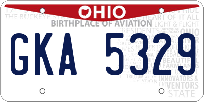 OH license plate GKA5329