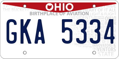 OH license plate GKA5334